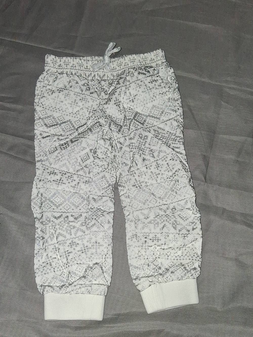Carter's White Jogger Pants with Subtle Gray Pattern